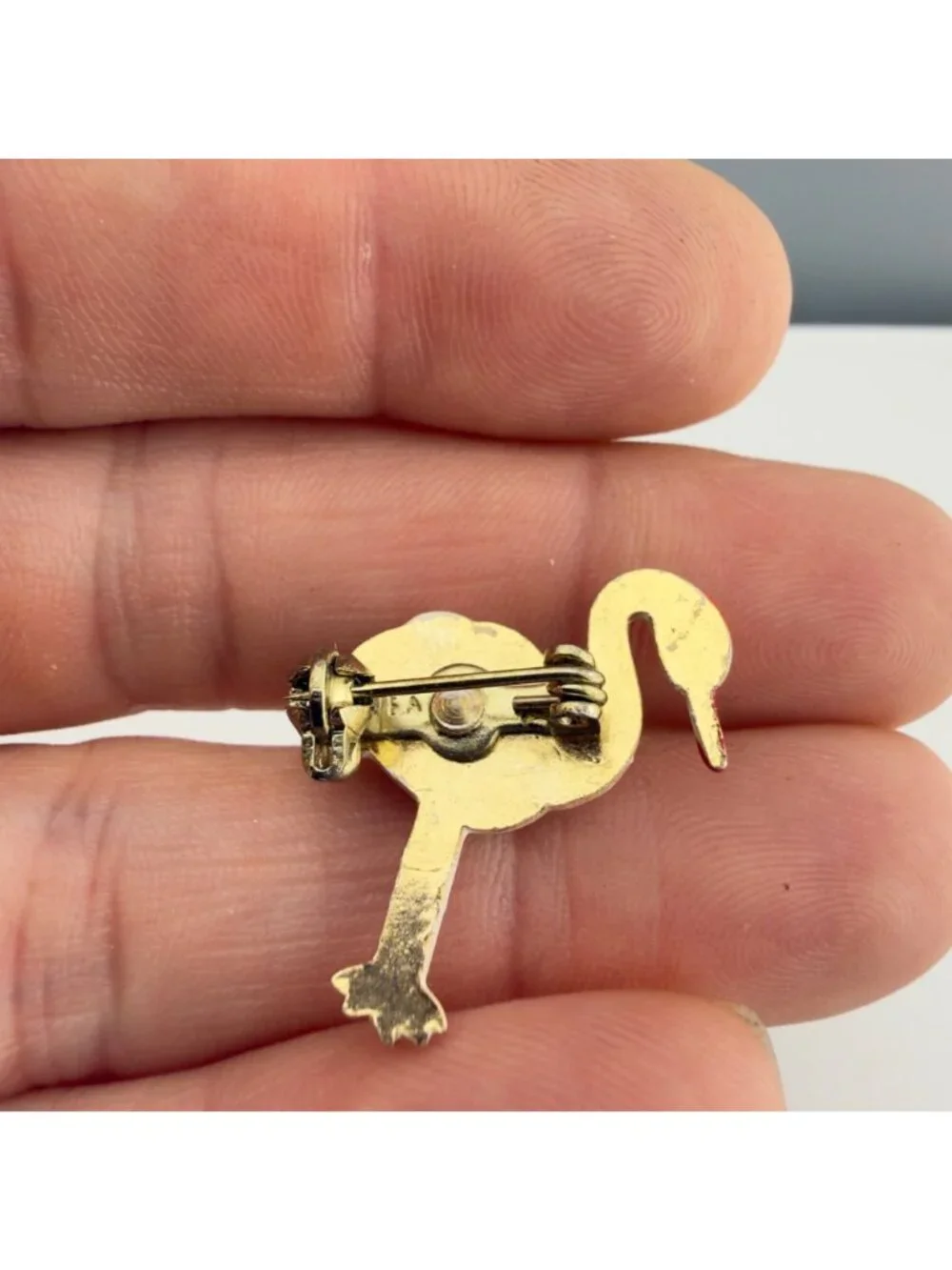Vintage Enamel Brooch Set Flamingo Palm Tree Crane Pins Retro Florida